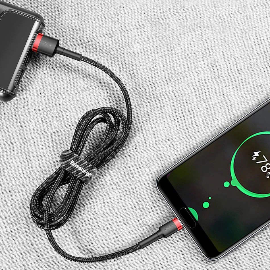 Baseus Cafule USB-C kabelius 2A 3m - Juodas / Raudonas