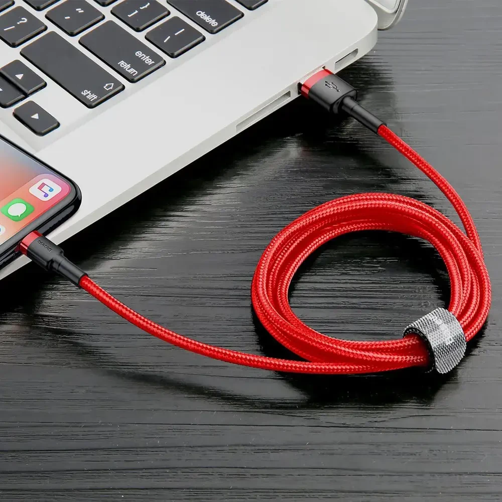 Baseus Cafule duomenų perdavimo ir įkrovimo kabelis | USB-A į Lightning | 12 W | 0,5 m | raudonas