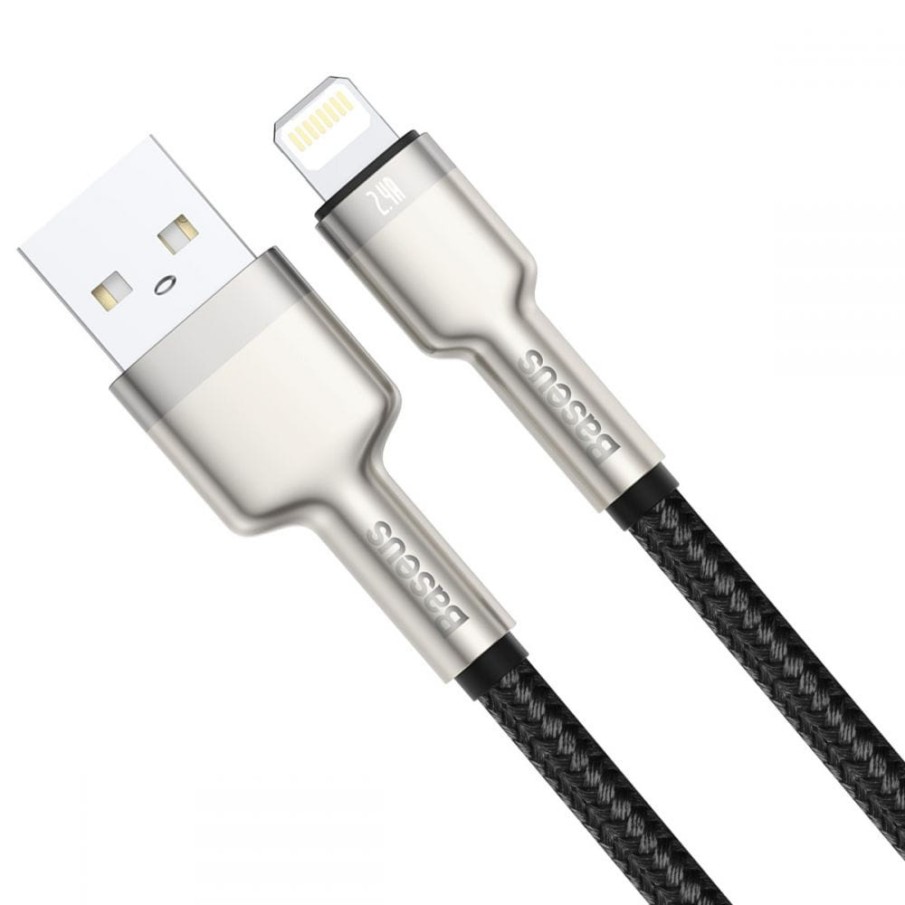 Baseus Cafule USB - Lightning kabelis 2.4A 0.25m - Juodas