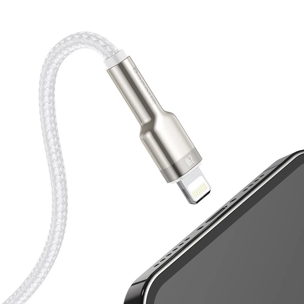 Baseus Cafule USB - Lightning laidas 2.4A 1m - Baltas