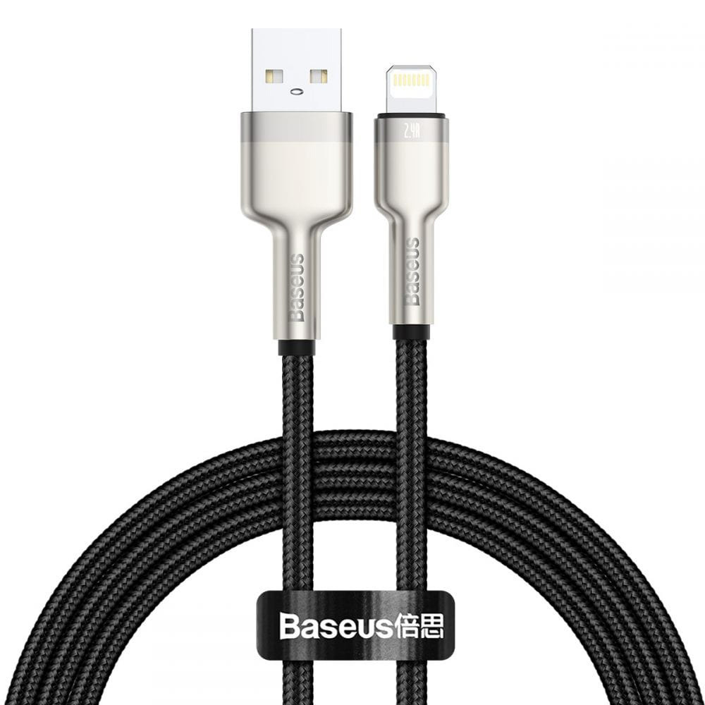 Baseus Cafule USB - Lightning kabelis 2.4A 0.25m - Juodas