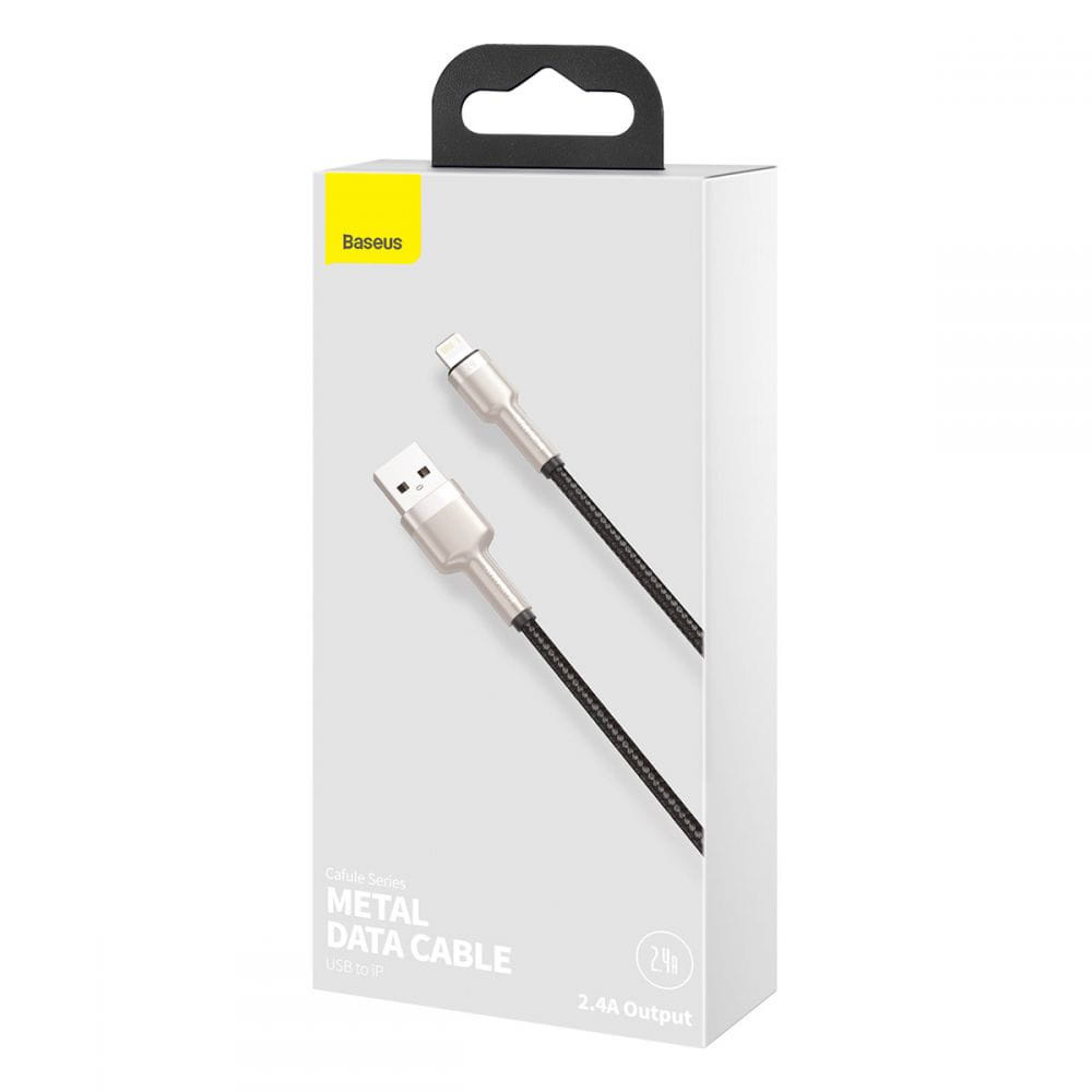 Baseus Cafule USB - Lightning kabelis 2.4A 0.25m - Juodas