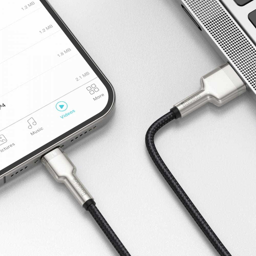 Baseus Cafule USB - Lightning kabelis 2.4A 0.25m - Juodas