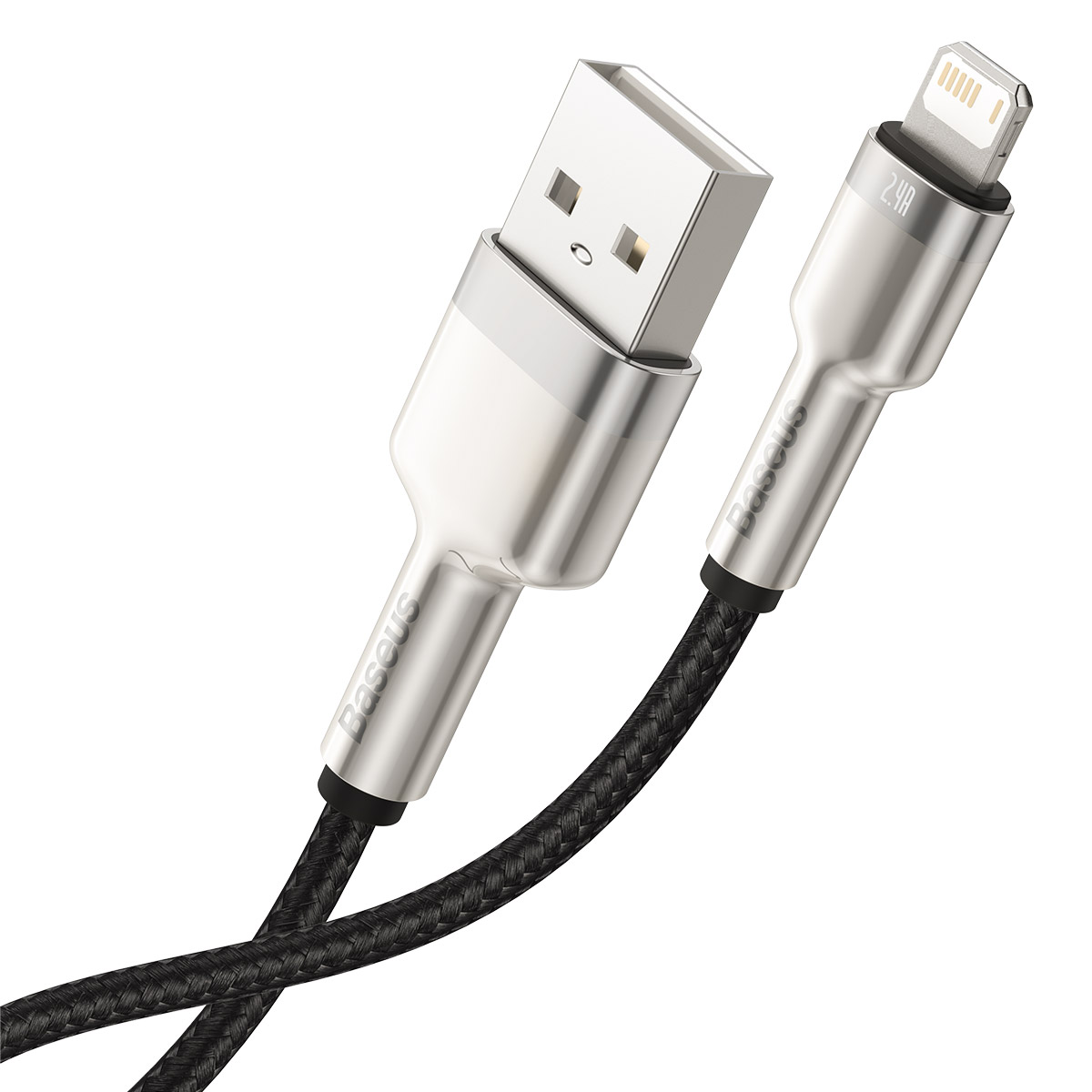 Baseus Cafule USB - Lightning kabelis 2.4A 0.25m - Juodas