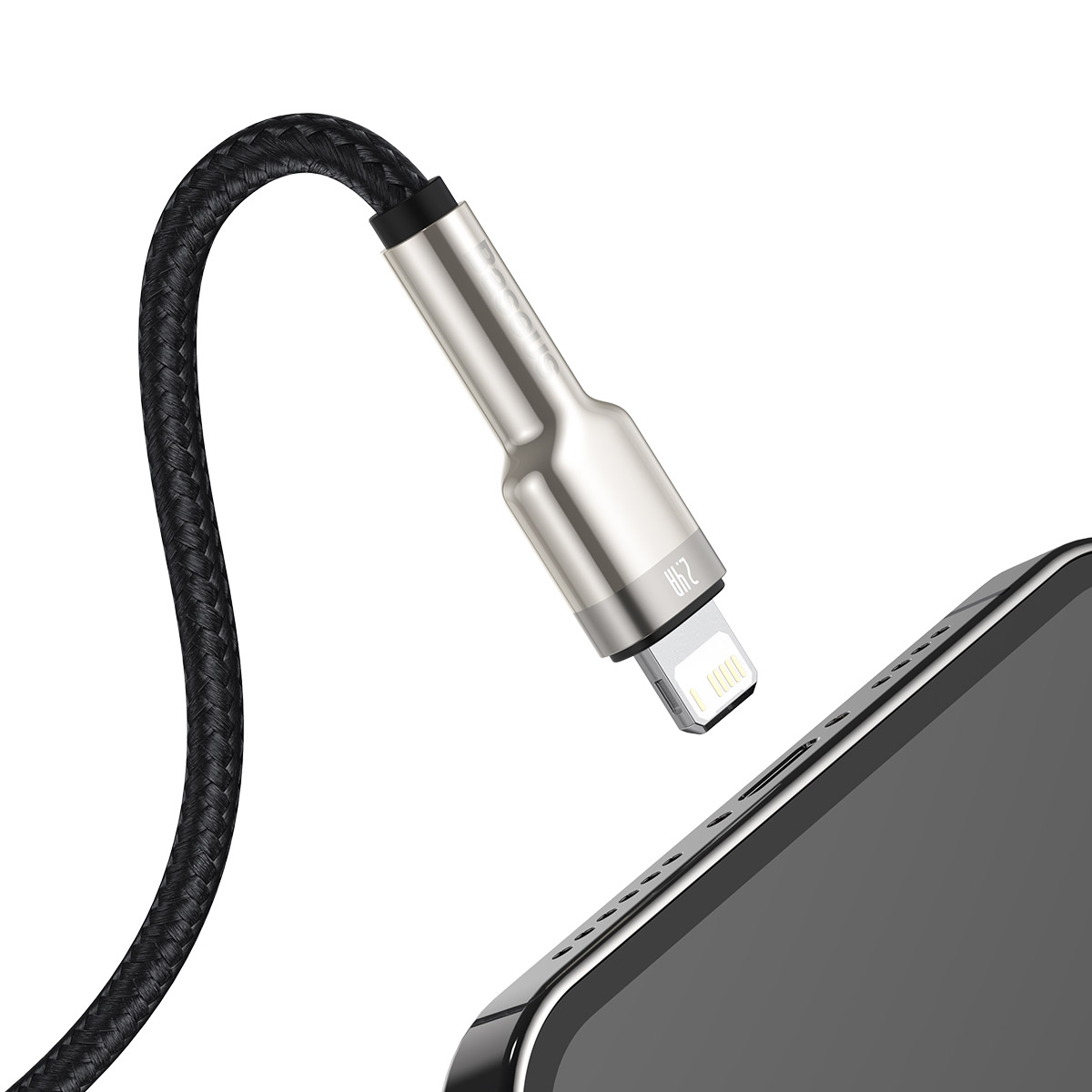 Baseus Cafule USB - Lightning kabelis 2.4A 0.25m - Juodas