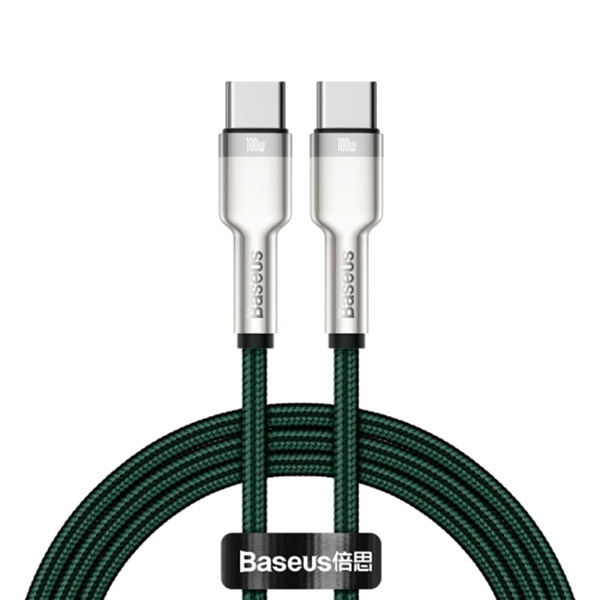 Baseus Cafule USB-C - USB-C laidas 100W 2m - Žalias