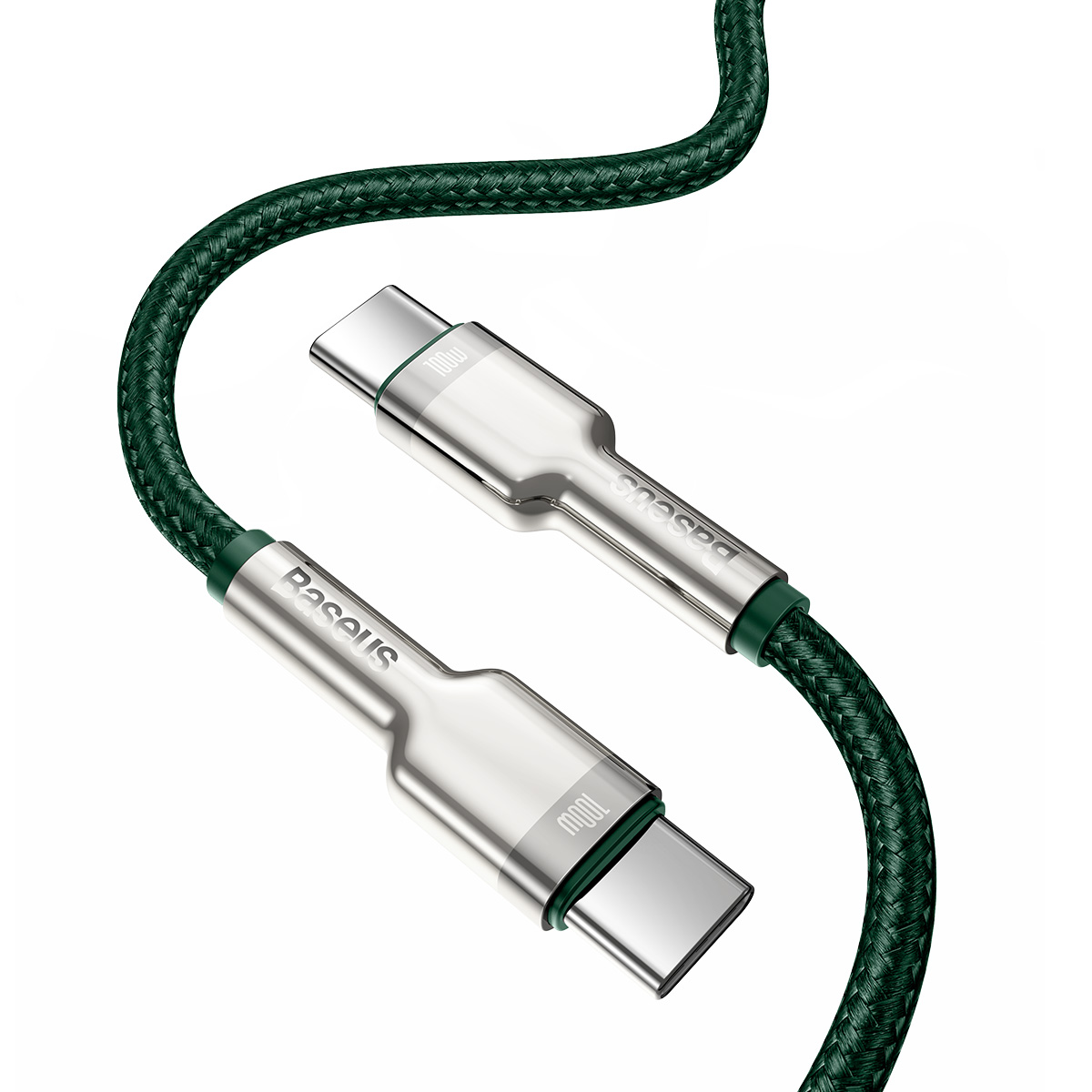 Baseus Cafule USB-C - USB-C laidas 100W 2m - Žalias