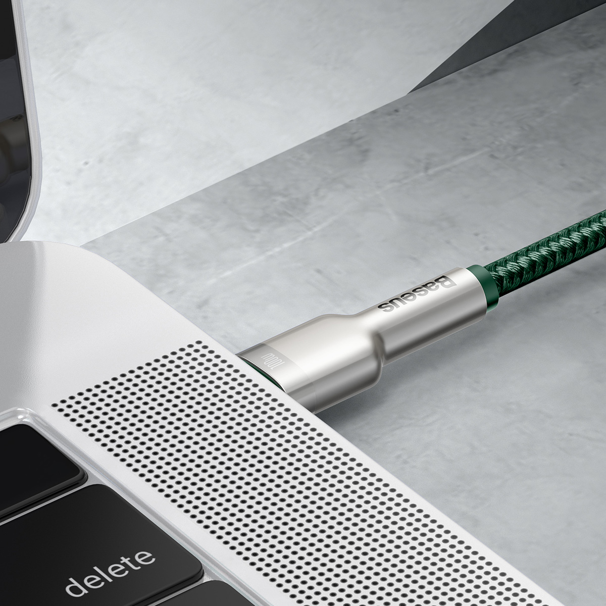 Baseus Cafule USB-C - USB-C laidas 100W 2m - Žalias