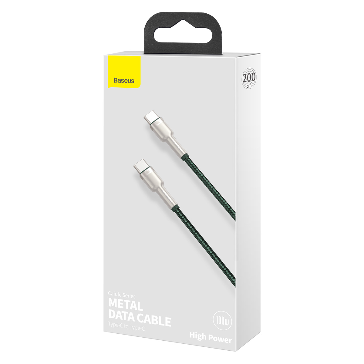 Baseus Cafule USB-C - USB-C laidas 100W 2m - Žalias