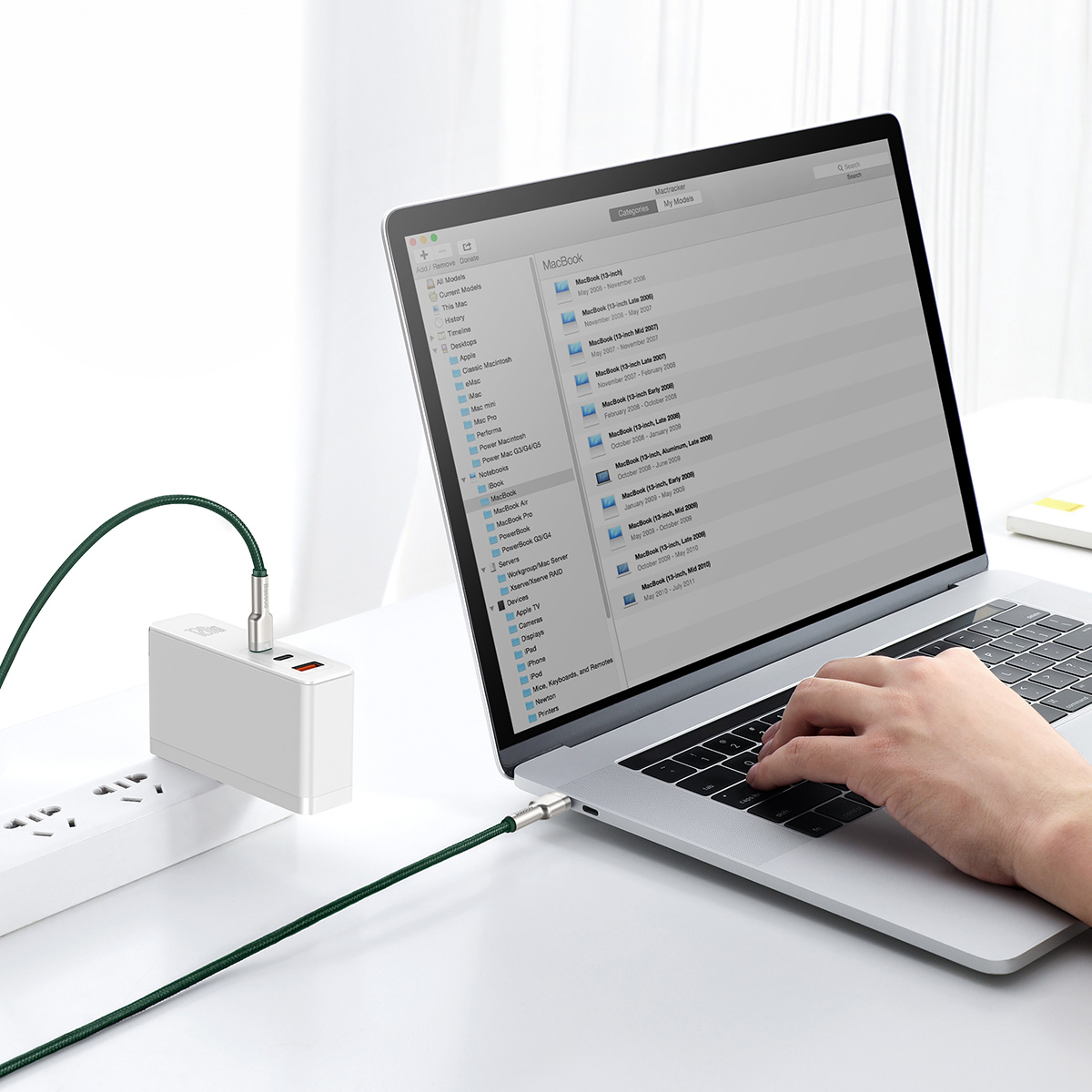 Baseus Cafule USB-C - USB-C laidas 100W 2m - Žalias