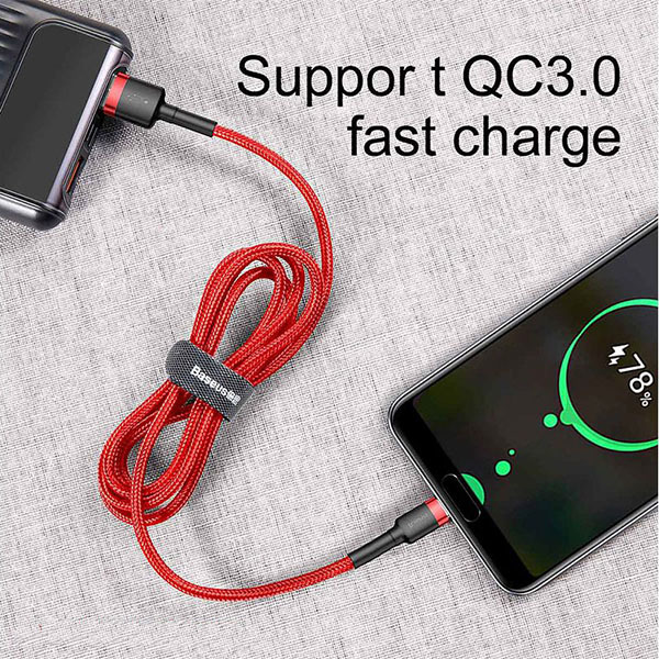 Baseus Cafule USB-C kabelis 2A 3m - Raudonas
