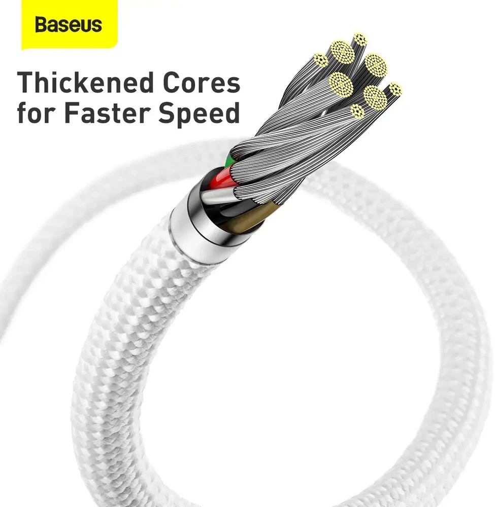 Baseus CALD000002 duomenų perdavimo ir įkrovimo kabelis | USB-C į Lightning | 20W | 1 m | balta