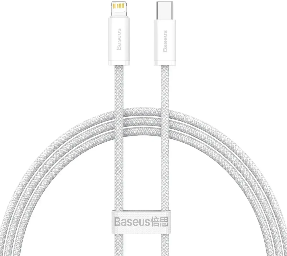 Baseus CALD000002 duomenų perdavimo ir įkrovimo kabelis | USB-C į Lightning | 20W | 1 m | balta