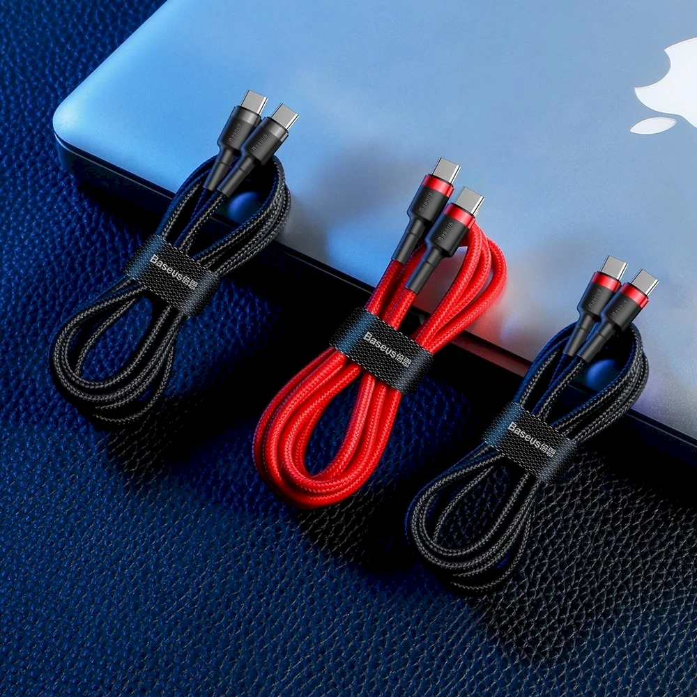 Kabelis Baseus USB2.0 C-USB C kištukas 1 m, su nailoniniu šarvu Cafule, raudonas/juodas