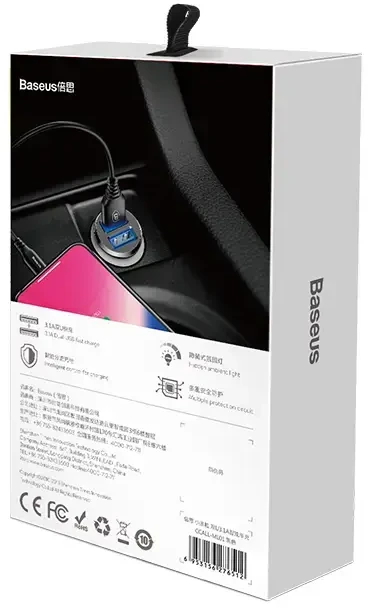 Baseus 12V USB kroviklis, 3.1A