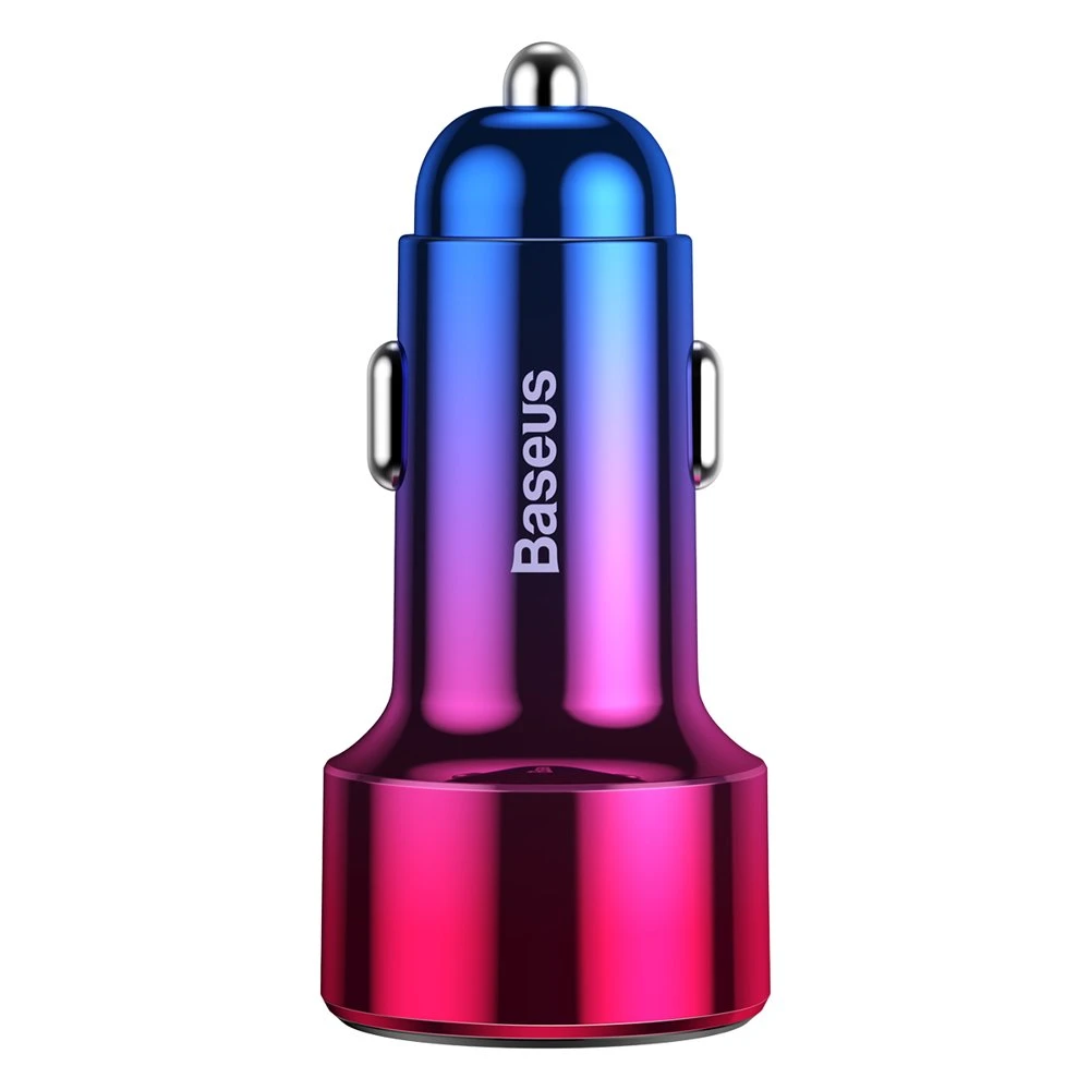 Dėklas Baseus Magic automobilinis įkroviklis USB + USB-C QC 4.0 PD 45W - Raudonas / Mėlynas