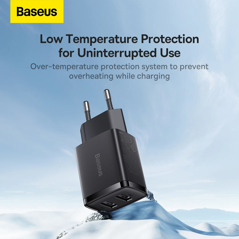 Baseus Sieninis įkroviklis 10.5W 2xUSB 2.1A, juodas