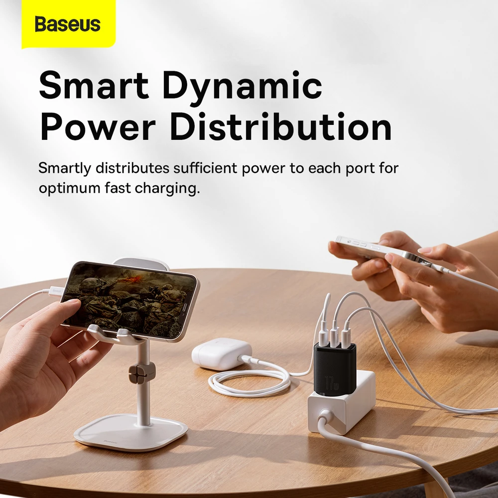 Baseus Sieninis įkroviklis 17W 3xUSB 3.4A, juodas