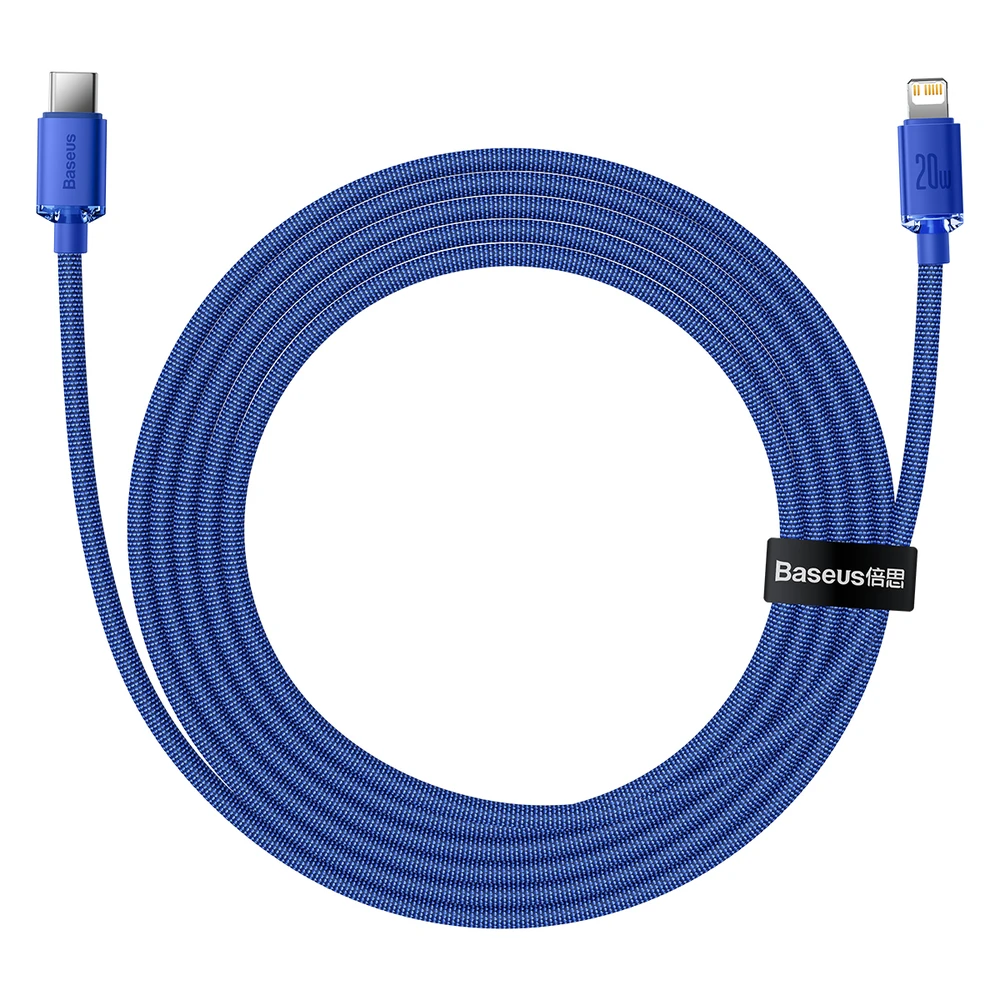 Baseus laidas Crystal Shine USB-C – Lightning 2,0 m 20W mėlynas