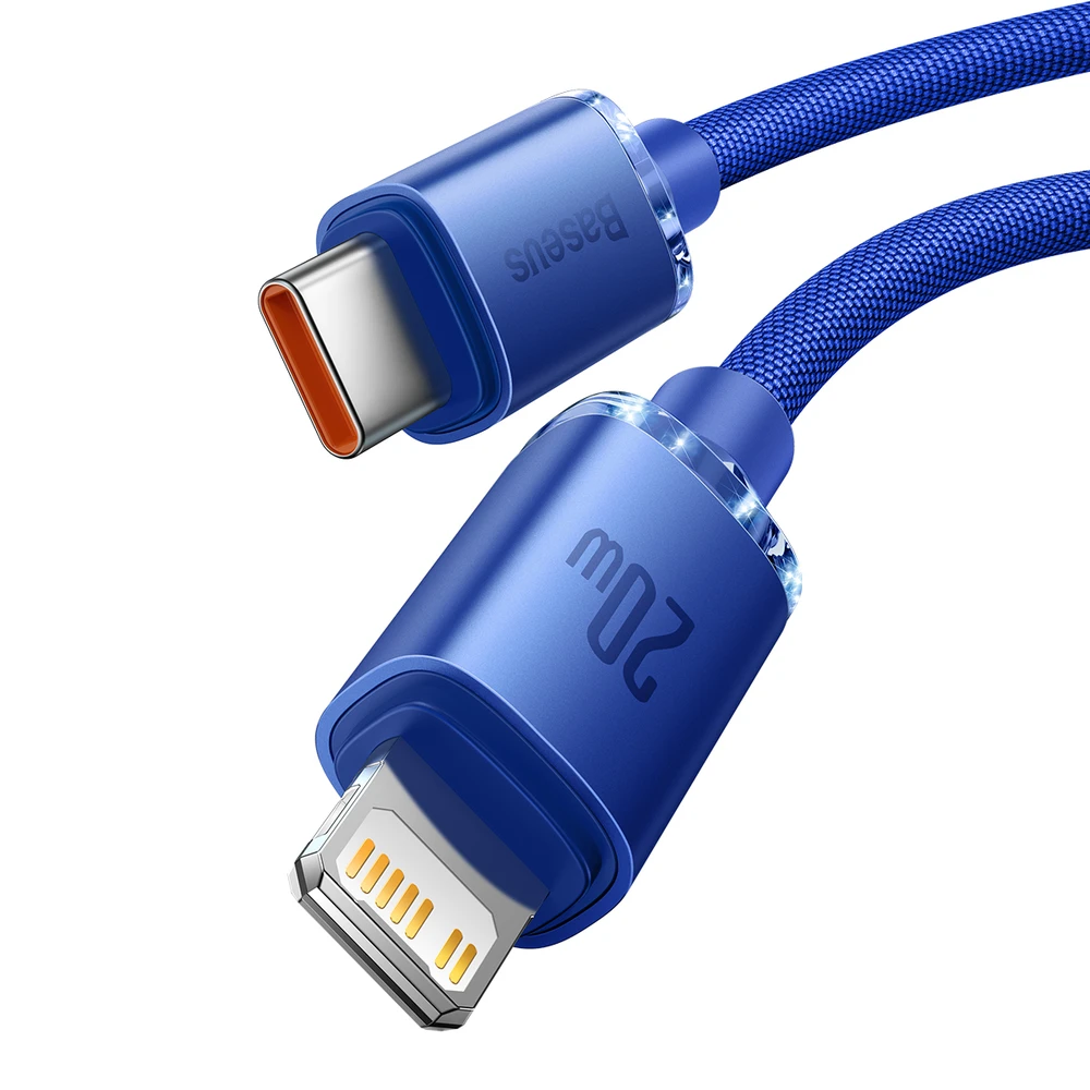 Baseus laidas Crystal Shine USB-C – Lightning 2,0 m 20W mėlynas