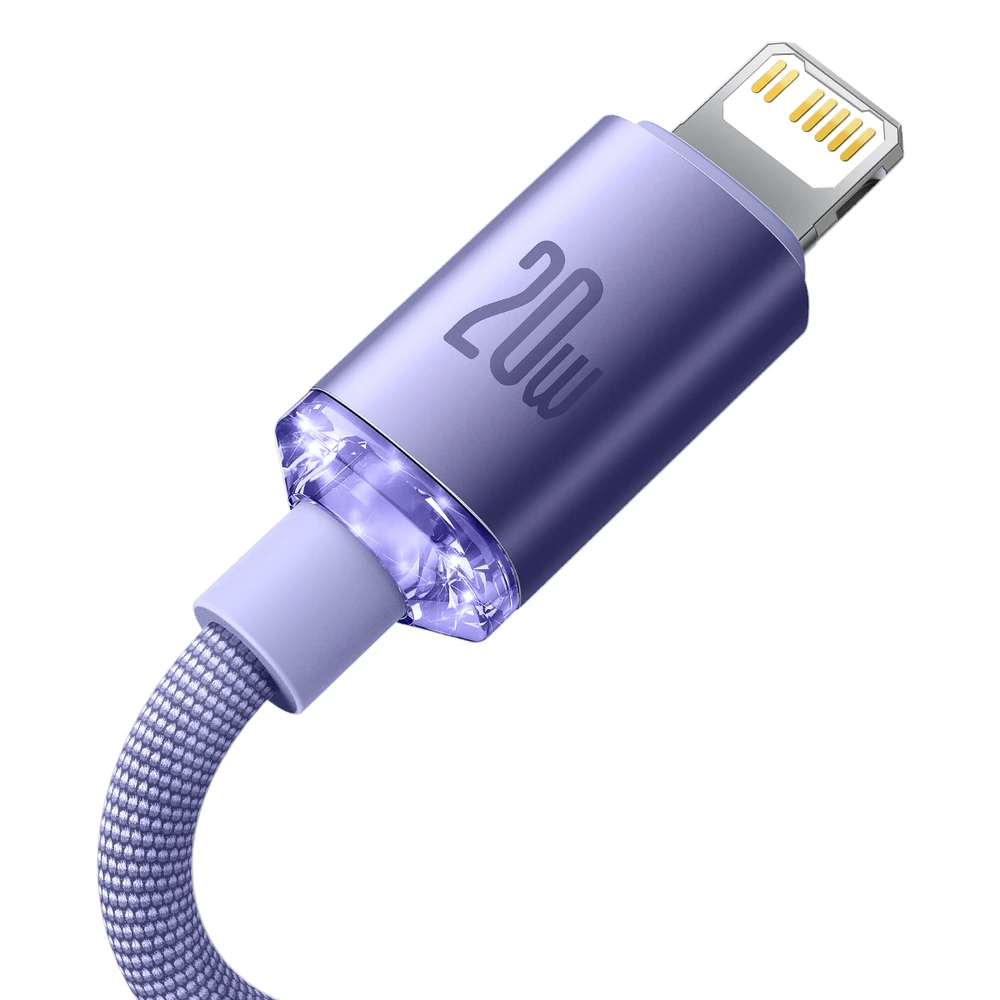 Baseus Crystal kabelis USB-C - Lightning 20W PD 2m - Violetinis