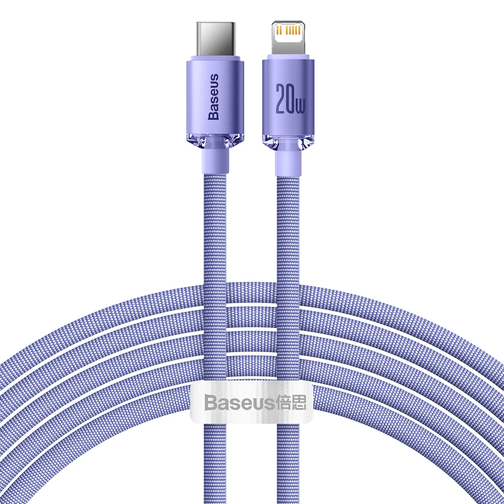 Baseus Crystal kabelis USB-C - Lightning 20W PD 2m - Violetinis