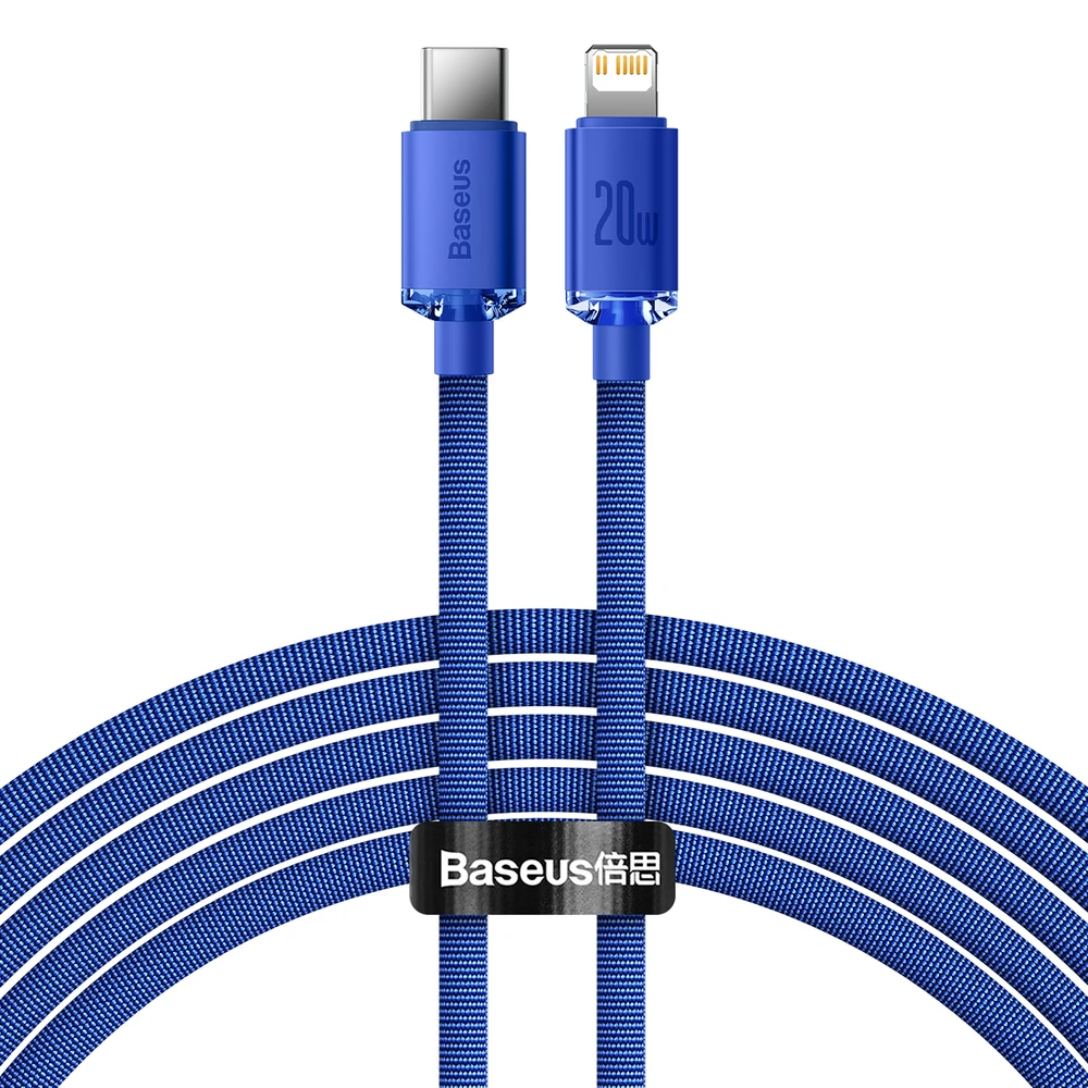Baseus laidas Crystal Shine USB-C – Lightning 2,0 m 20W mėlynas