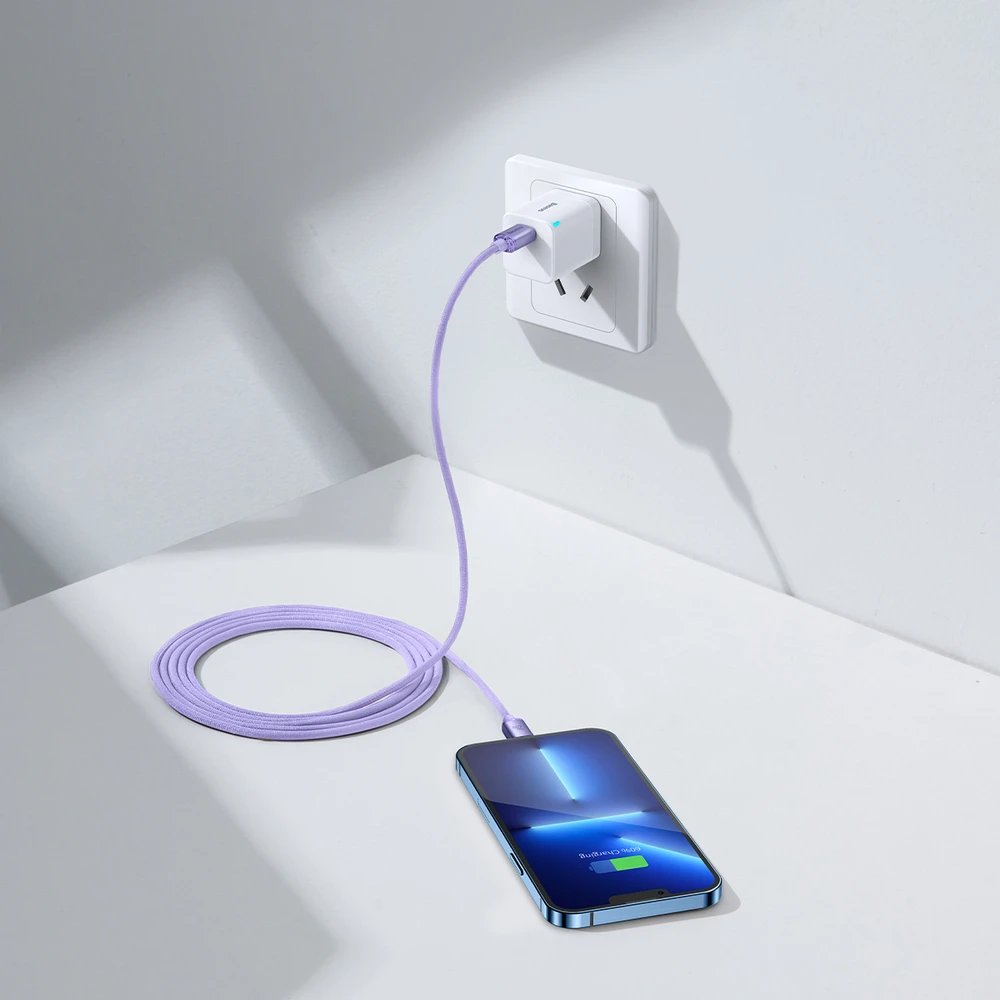 Baseus Crystal kabelis USB-C - Lightning 20W PD 2m - Violetinis