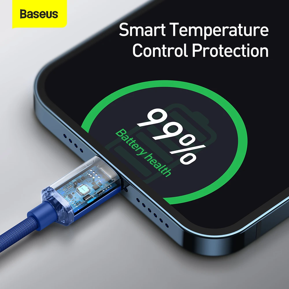 Baseus laidas Crystal Shine USB-C – Lightning 2,0 m 20W mėlynas