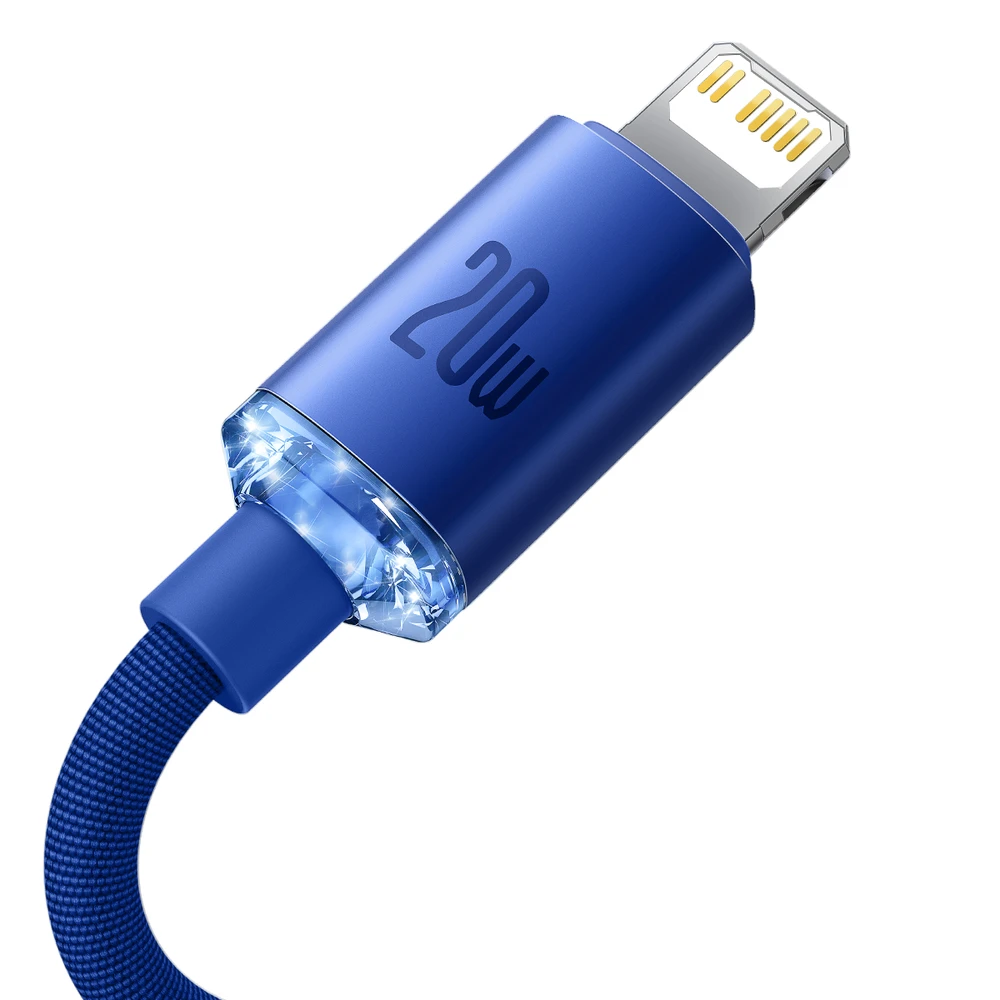 Baseus laidas Crystal Shine USB-C – Lightning 2,0 m 20W mėlynas