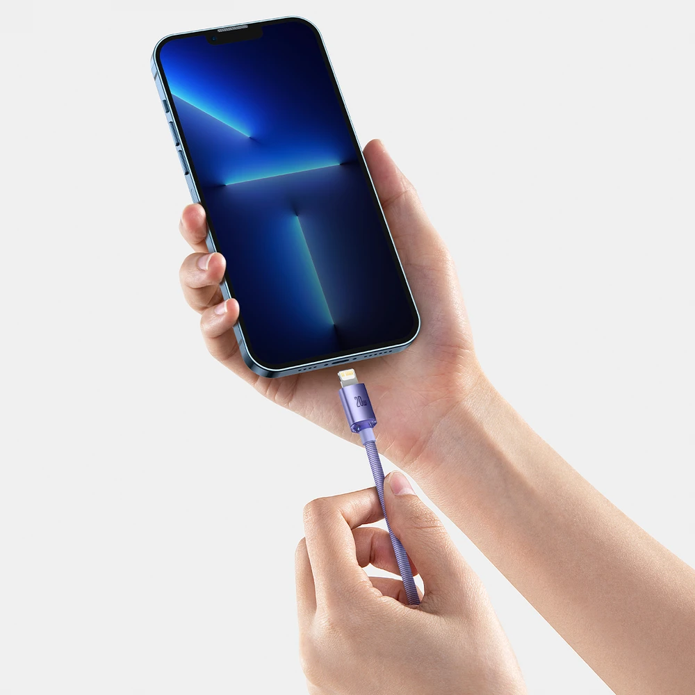 Baseus Crystal kabelis USB-C - Lightning 20W PD 2m - Violetinis