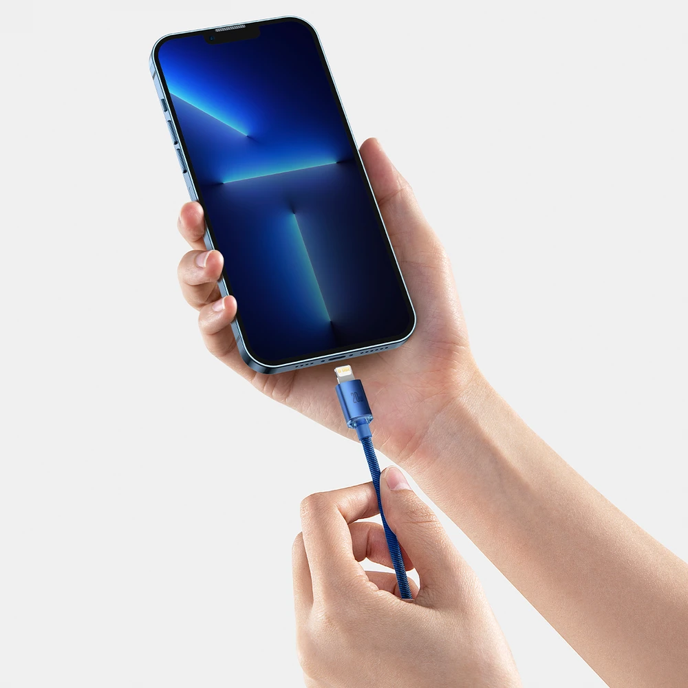 Baseus laidas Crystal Shine USB-C – Lightning 2,0 m 20W mėlynas