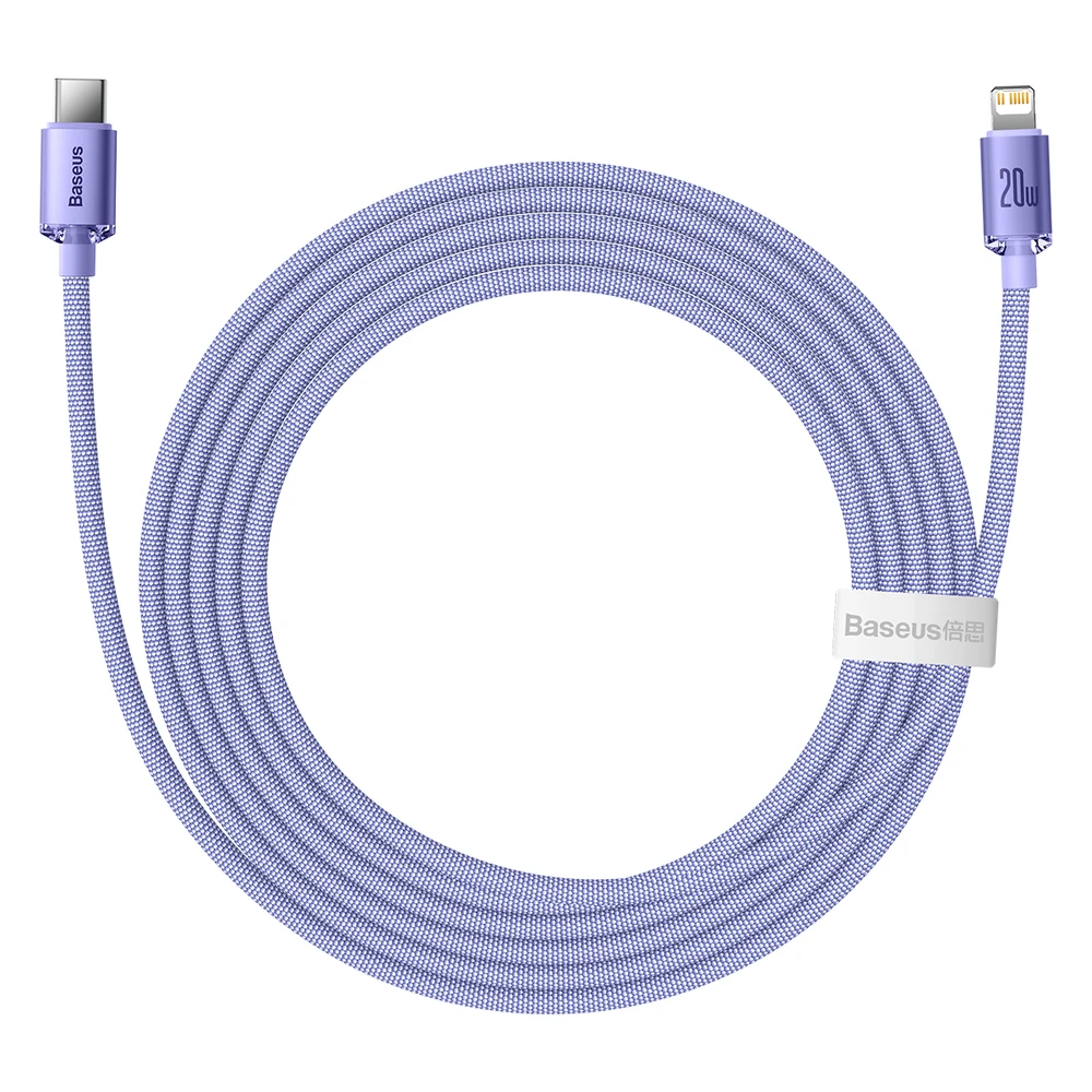 Baseus Crystal kabelis USB-C - Lightning 20W PD 2m - Violetinis