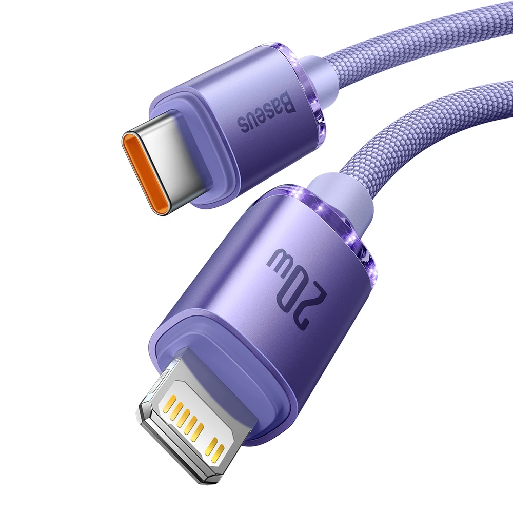 Baseus Crystal kabelis USB-C - Lightning 20W PD 2m - Violetinis
