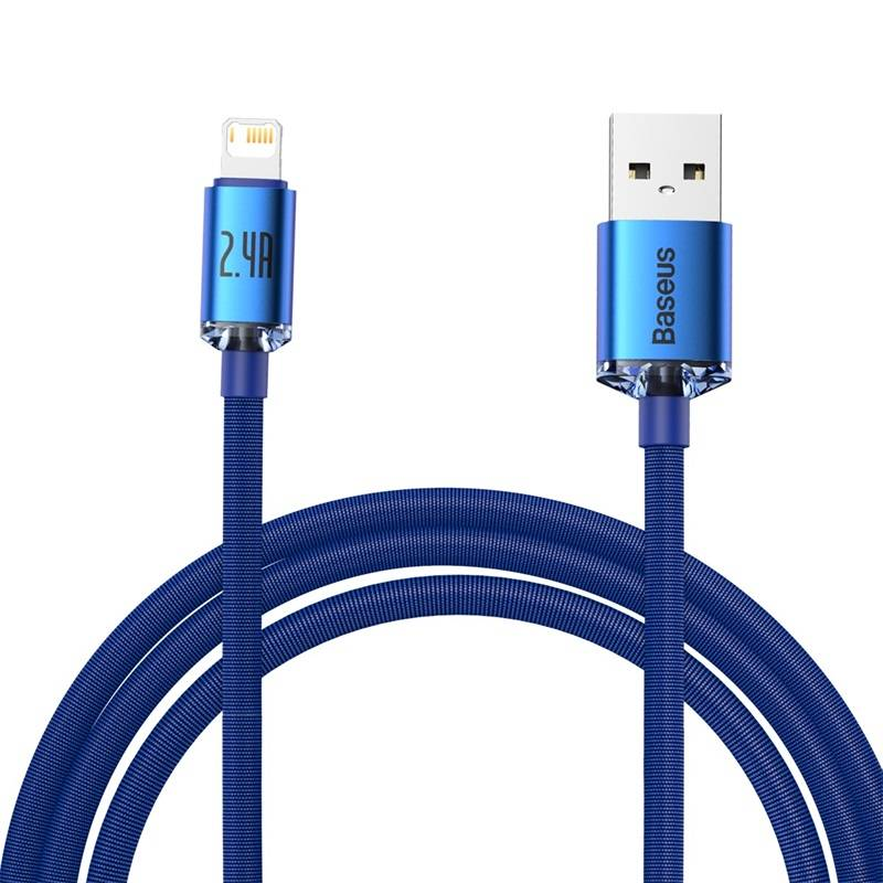 Baseus Crystal Shine USB - Lightning kabelis 2.4A 2m - Mėlynas