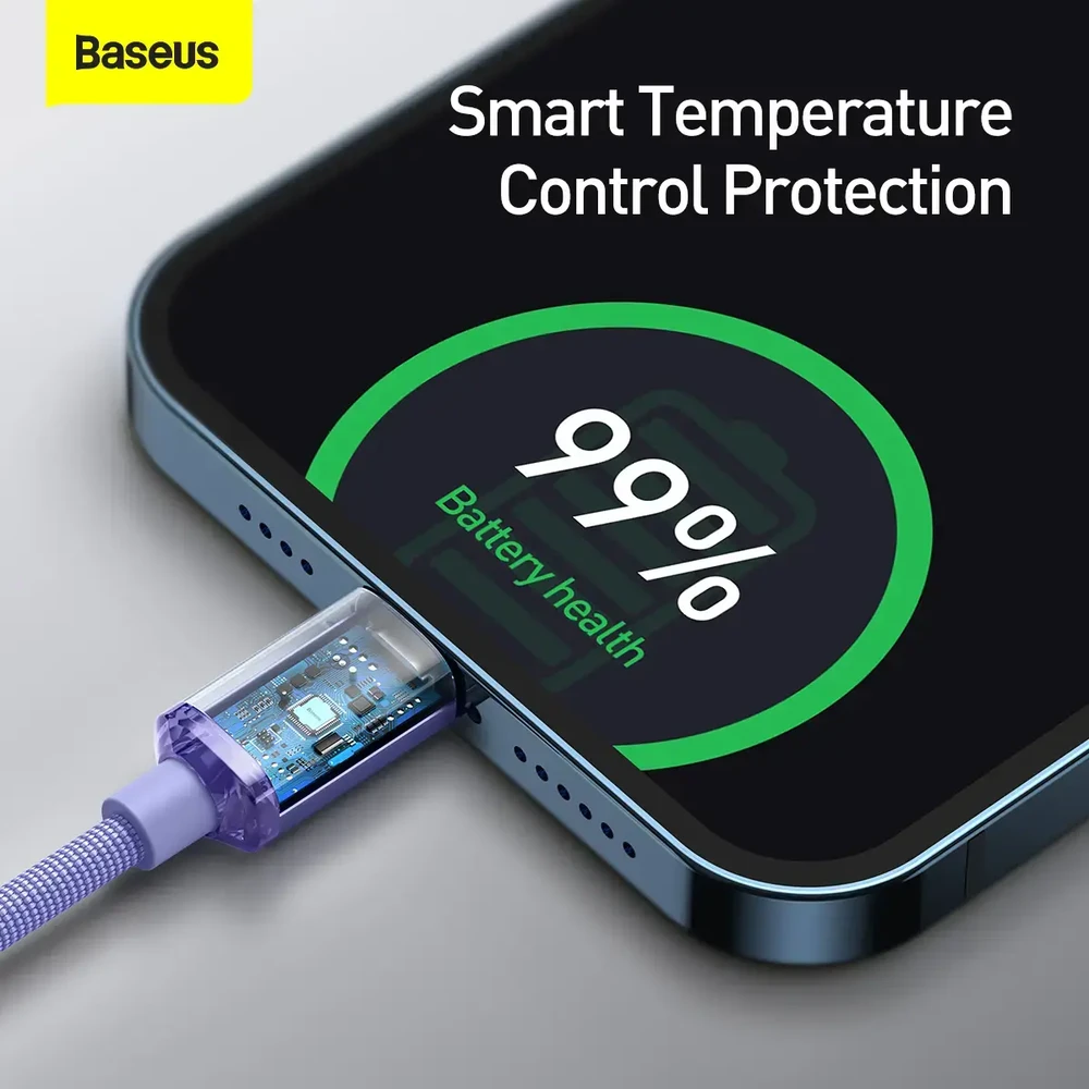 Baseus Crystal Shine USB-C – Lightning laidas 20W PD 1.2m – Violetinis