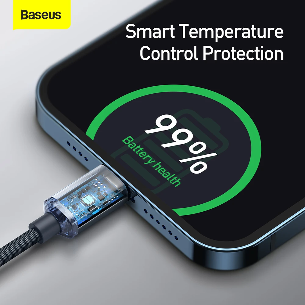 Baseus Crystal Shine USB-C į Lightning jungties laidas, 20W, PD, 2m juodos spalvos
