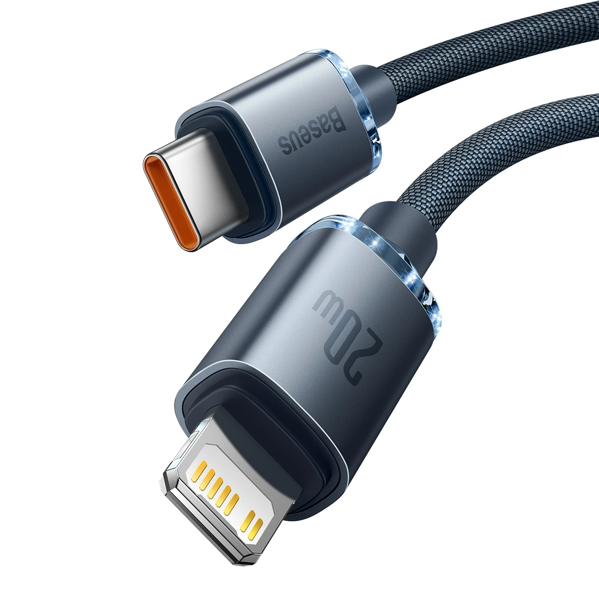 Baseus Crystal Shine USB-C į Lightning jungties laidas, 20W, PD, 2m juodos spalvos