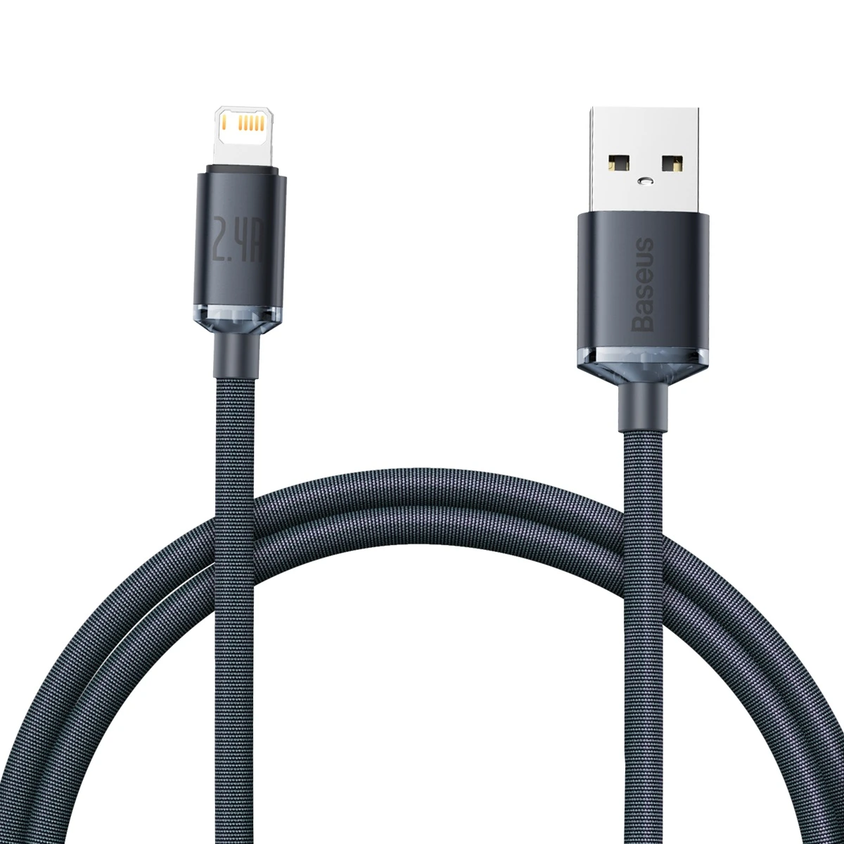Baseus Crystal Shine laidas USB - Lightning 2.4A 1.2m - Juodas