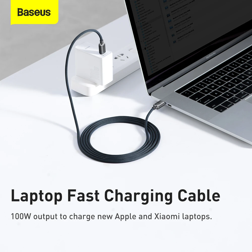 Baseus Crystal USB-C - USB-C laidas 100W 2m - Juodas