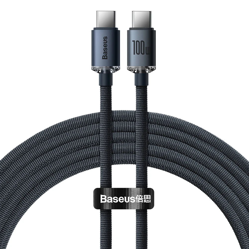 Baseus Crystal USB-C - USB-C laidas 100W 2m - Juodas