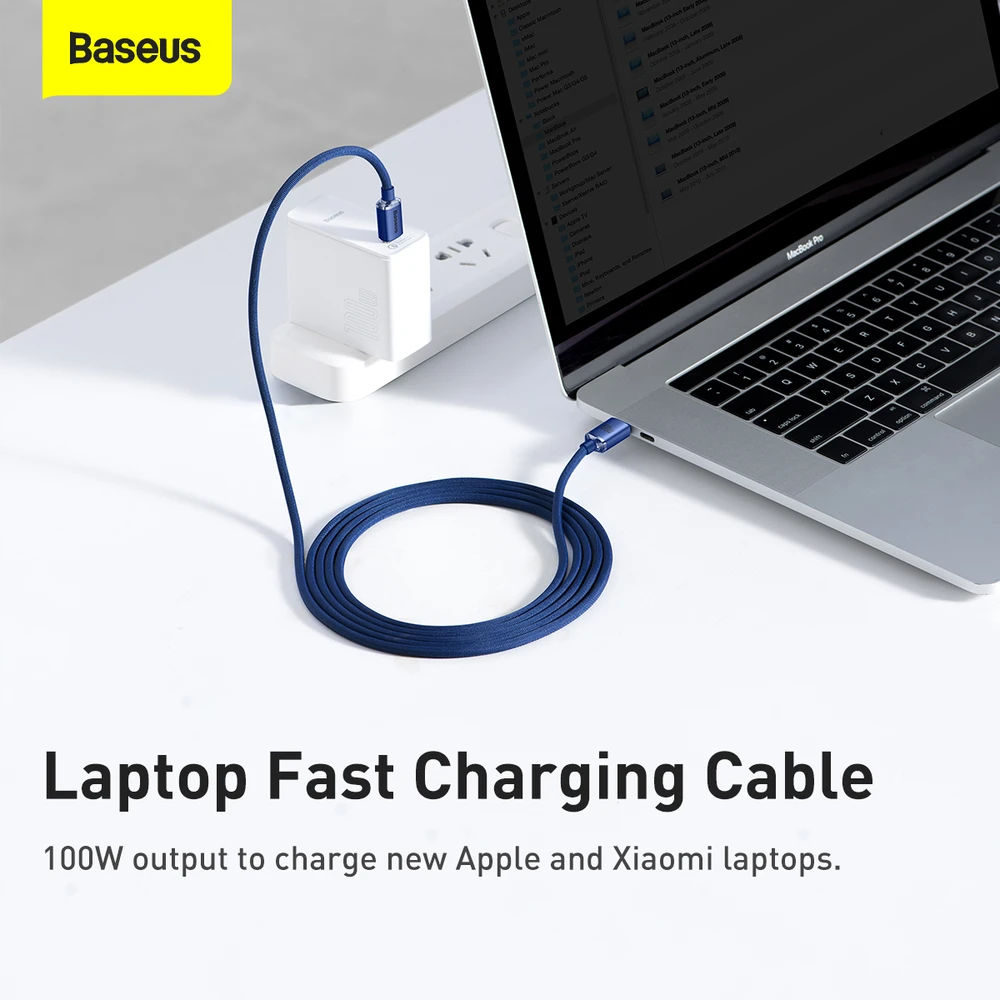 Baseus Crystal Shine kabelis USB-C - USB-C 100W 2m mėlynas