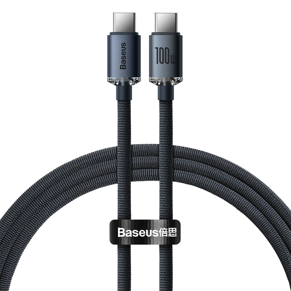 Baseus Crystal USB-C - USB-C laidas 100W 1.2m - Juodas