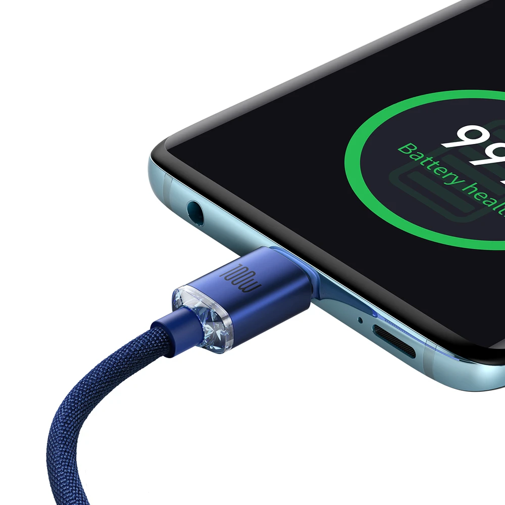 Baseus Crystal Shine kabelis USB-C - USB-C 100W 2m mėlynas