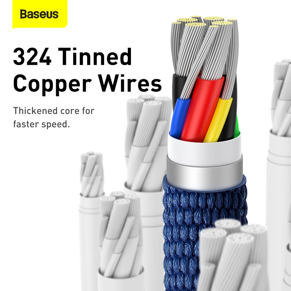 Baseus Crystal Shine kabelis USB-C - USB-C 100W 2m mėlynas