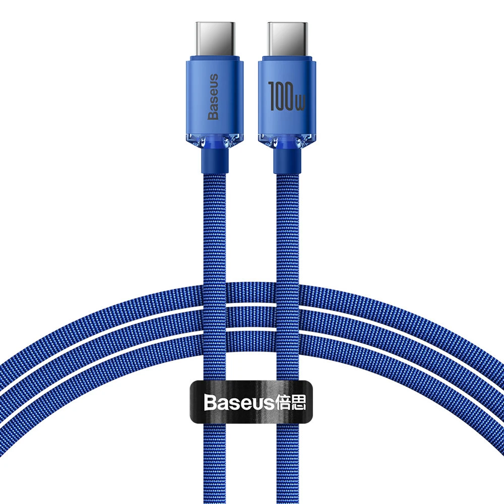 Baseus Crystal Shine kabelis USB-C - USB-C 100W 1.2m mėlynas