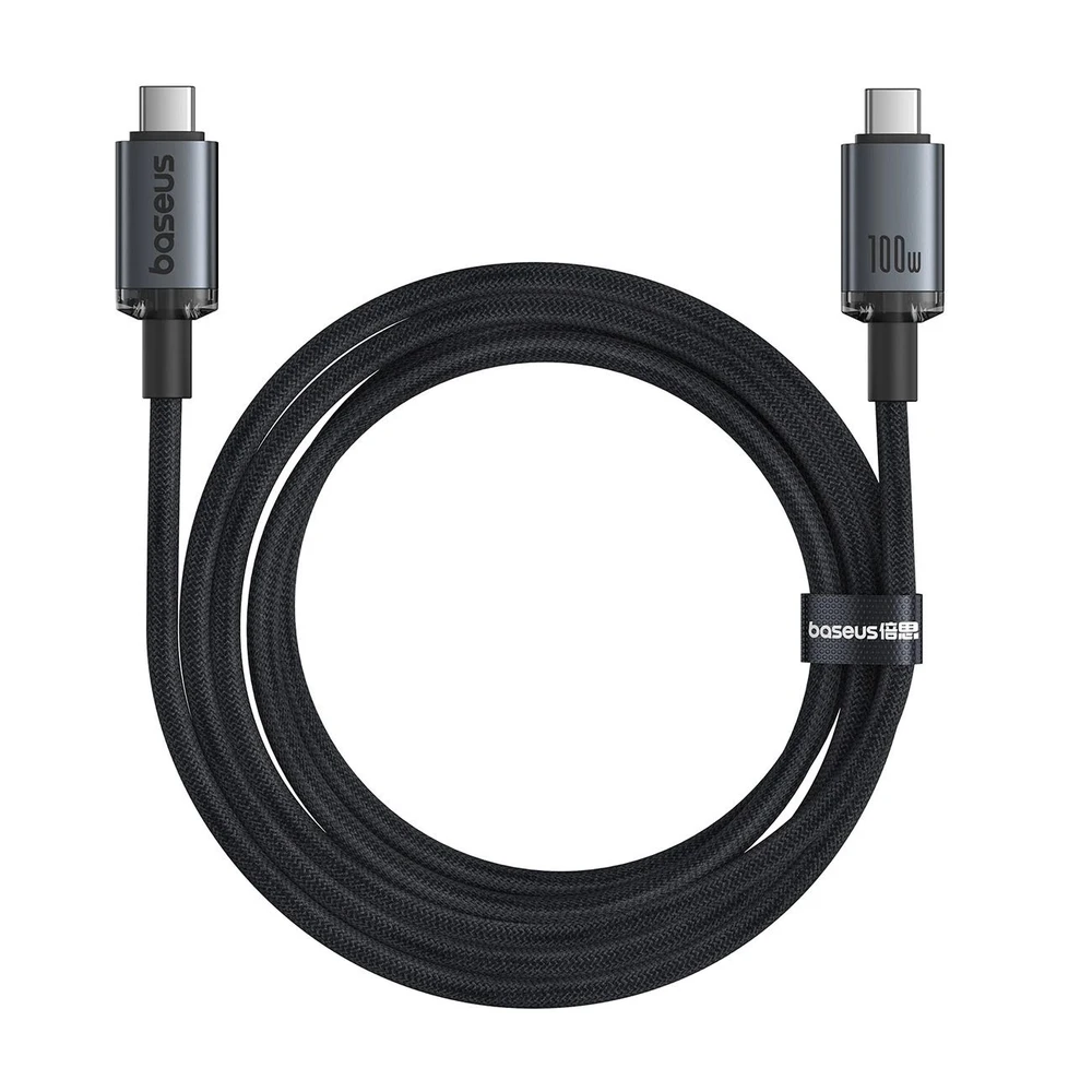 Baseus Crystal Shine Series Data kabelis USB-C - USB-C 100W 1,5m juodos spalvos