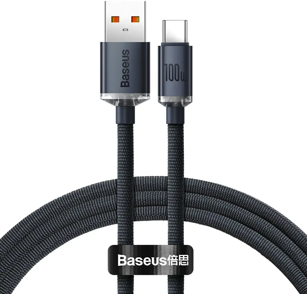 Baseus Crystal USB - USB-C laidas 100W 1.2m - Juodas