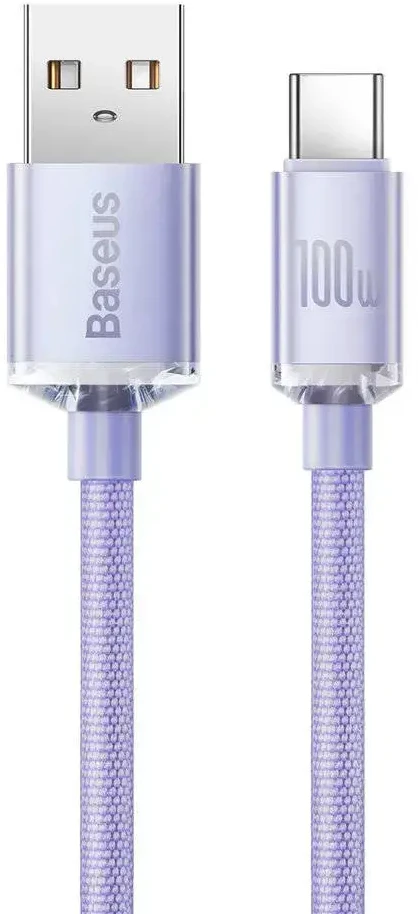Baseus Crystal Shine USB – USB-C laidas 5A 1.2m – Violetinis