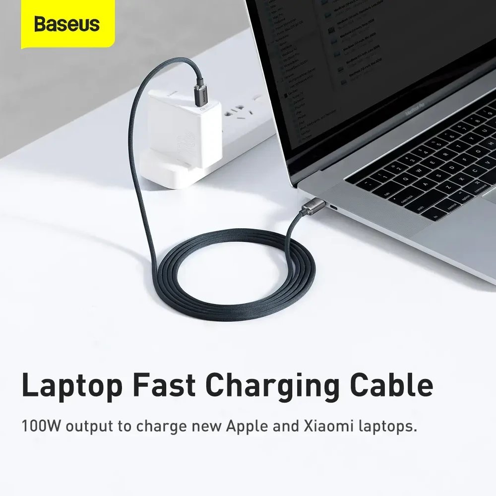 Baseus Crystal Shine serijos duomenų perdavimo ir įkrovimo kabelis | USB-C į USB-C | 100 W | 2 m | juodas